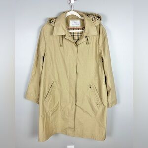 FENNELLI Trench Coat Sz‎ 16 Tan Plaid Classic Neutral Fall Staple Old Money